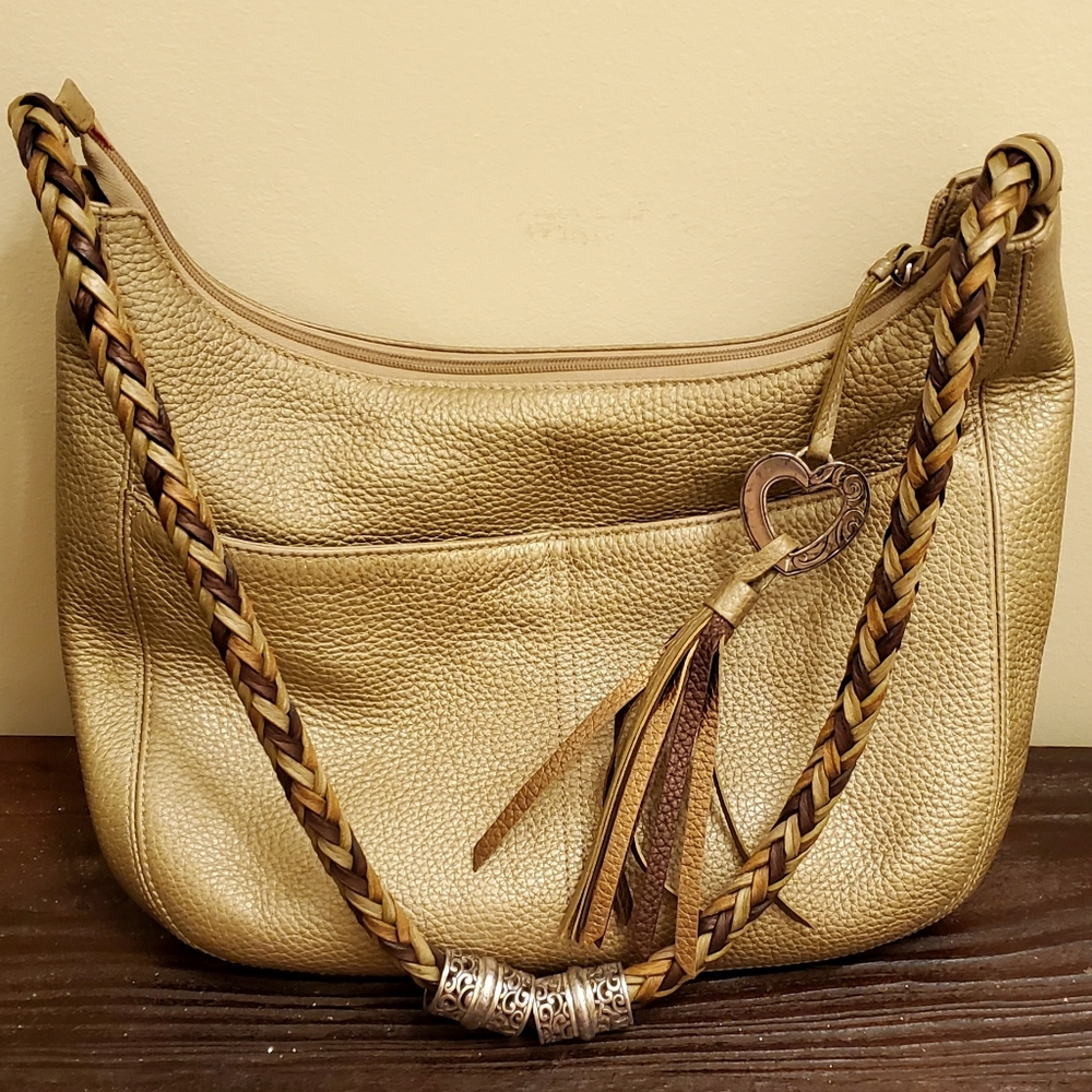 Brighton-Pebbled Leather Bag (champagne color)